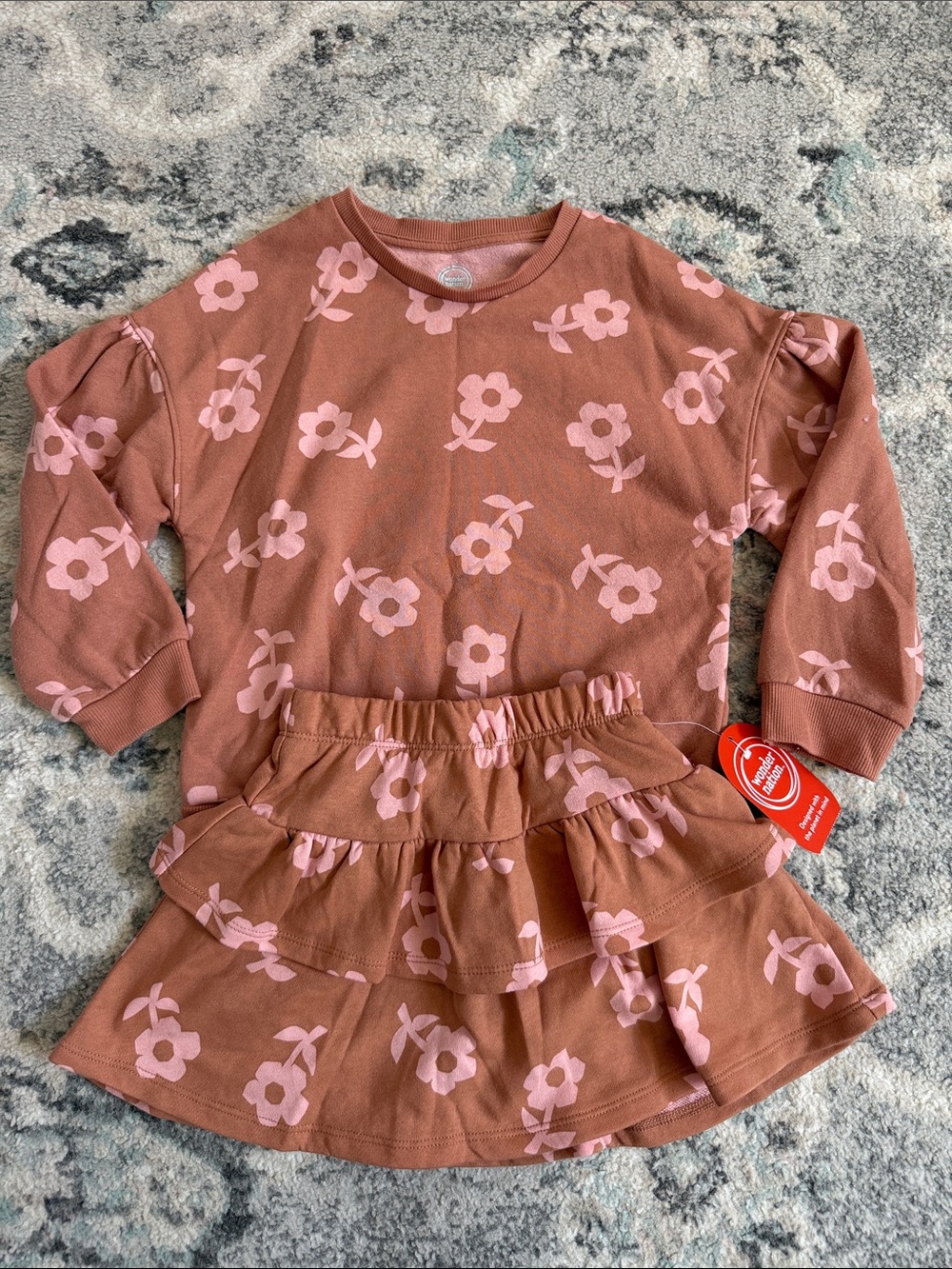 Wonder Nation Floral Top and Skirt Set
